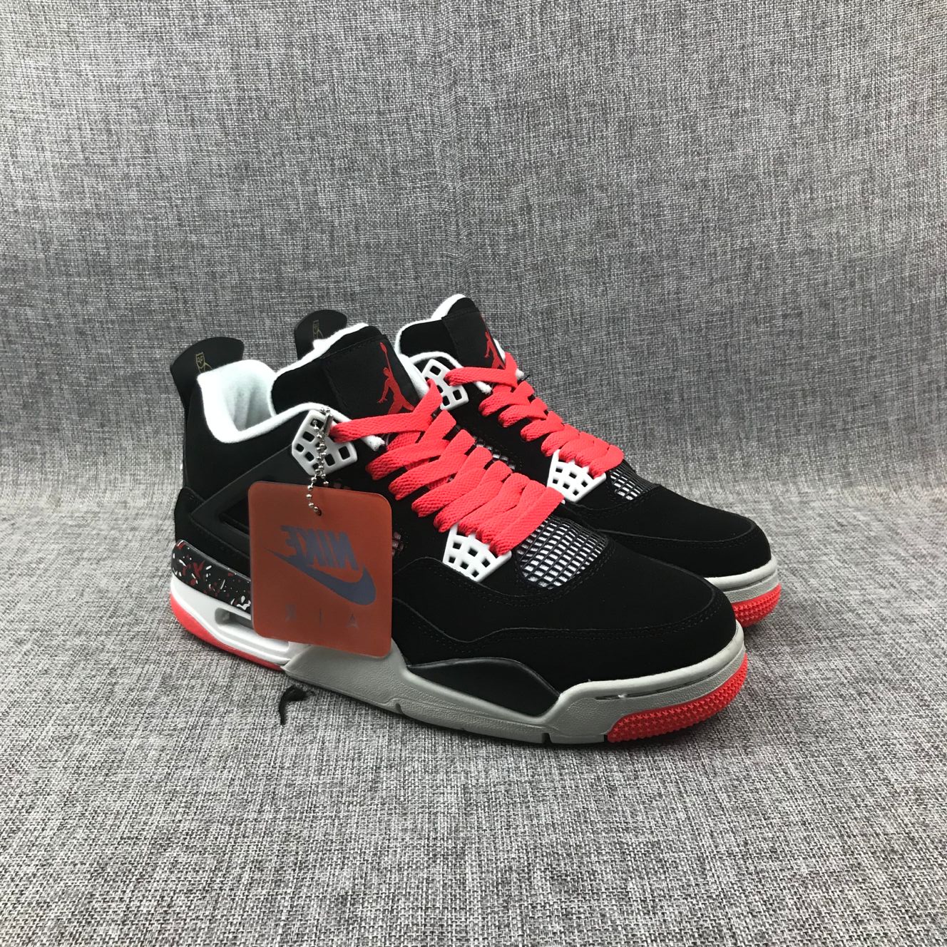 Air Jordan 4 Motorsport Black Red Grey Shoes